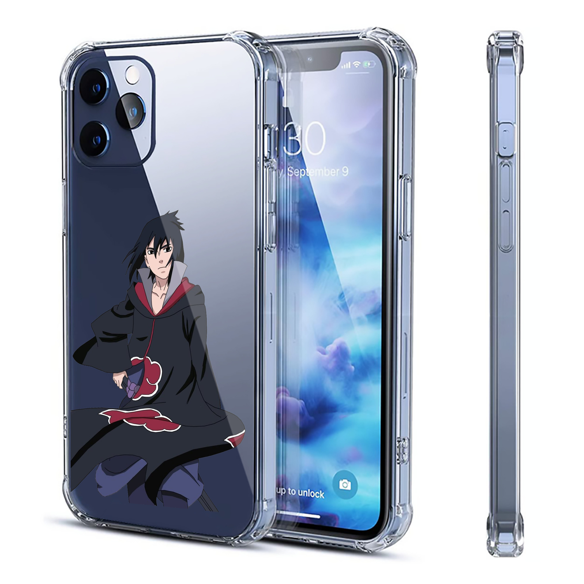 （画像用） NARUTO -ナルト- うちは サスケ Uchiha Sasuke 【iPhone 12シリーズ対応】透明スマホケース（クリアソフトケース）